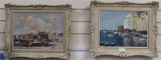 Phyllis Morgans, pair of oils on canvas, Anstruther, Fife and St. Tropez, signed, 30 x 40cm